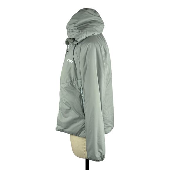 OUTDOOR RESEARCH Gray Refuge Hooded Insulated Jacket Women's Size XS Hiking - Picture 2 of 14